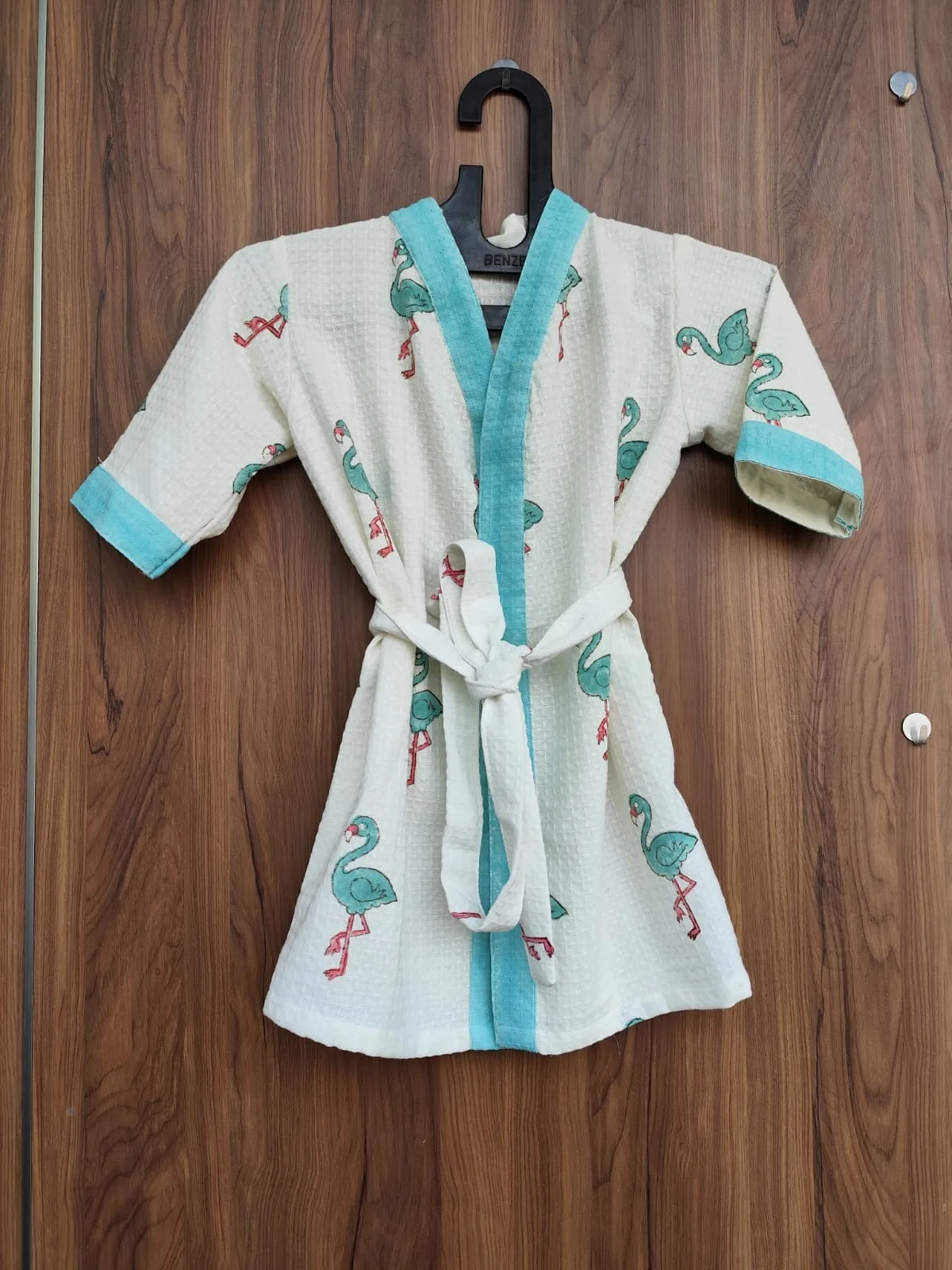 Aqua Flamingo Breeze Kids Waffle Bathrobe original product photograph