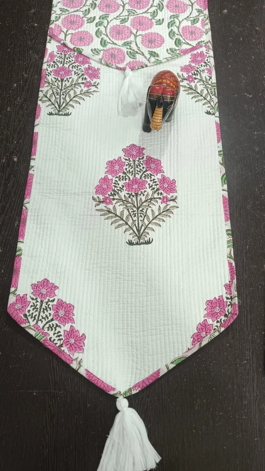 Magenta Floral Bouquet Reversible Quilted Table Runner original product photograph