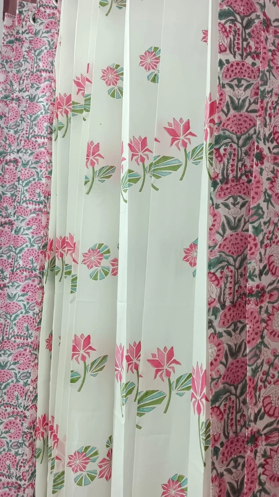 Rose Floral Garden & Geometric Bloom Pure Cotton Curtains original product photograph