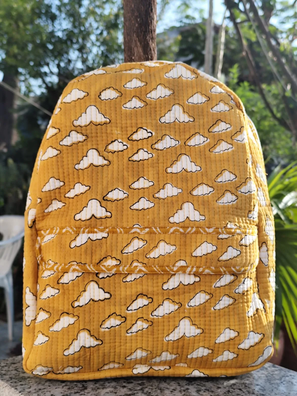Sunshine Clouds Quilted Kids Backpack original product photograph